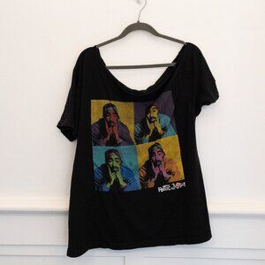 Vintage Tupac Poetic Justice Graphic Tee Black Pop Art Style T-Shirt Size M/L